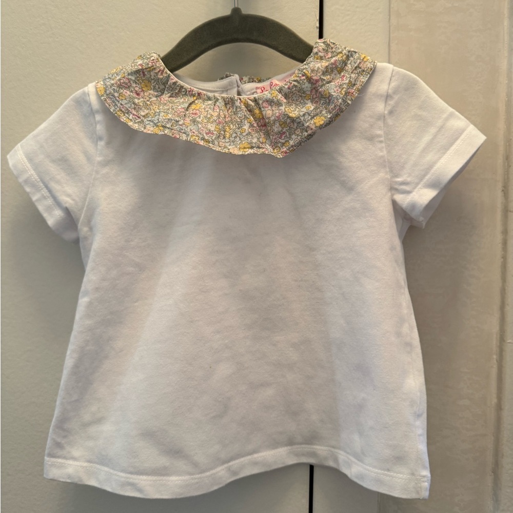 White Kids Shirt with Floral Collar